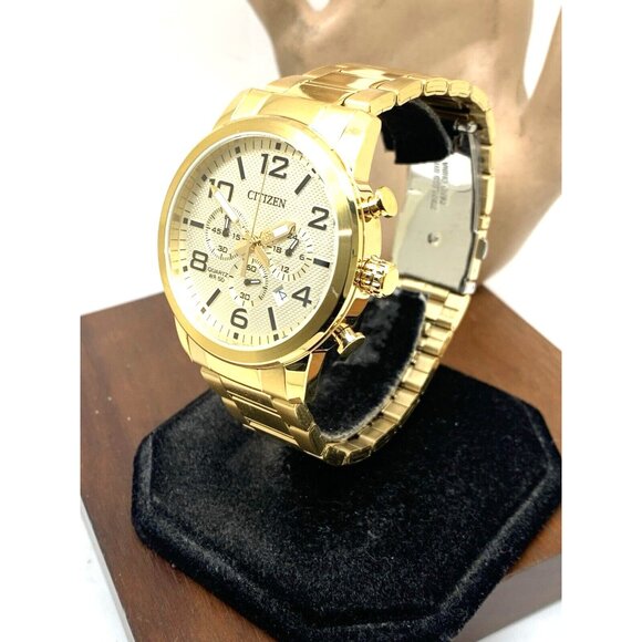 Citizen Men's Watch AN8052-55P Chronograph Quartz Gold Dial Date Stainless Steel - Picture 15 of 15